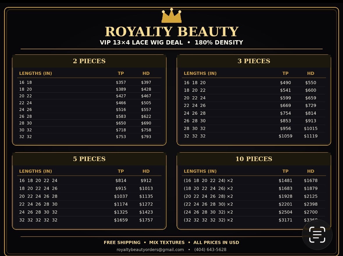 BULK PRICES EMAIL FOR MORE DETAILS { ROYALTYBEAUTYORDERS@GMAIL.com}