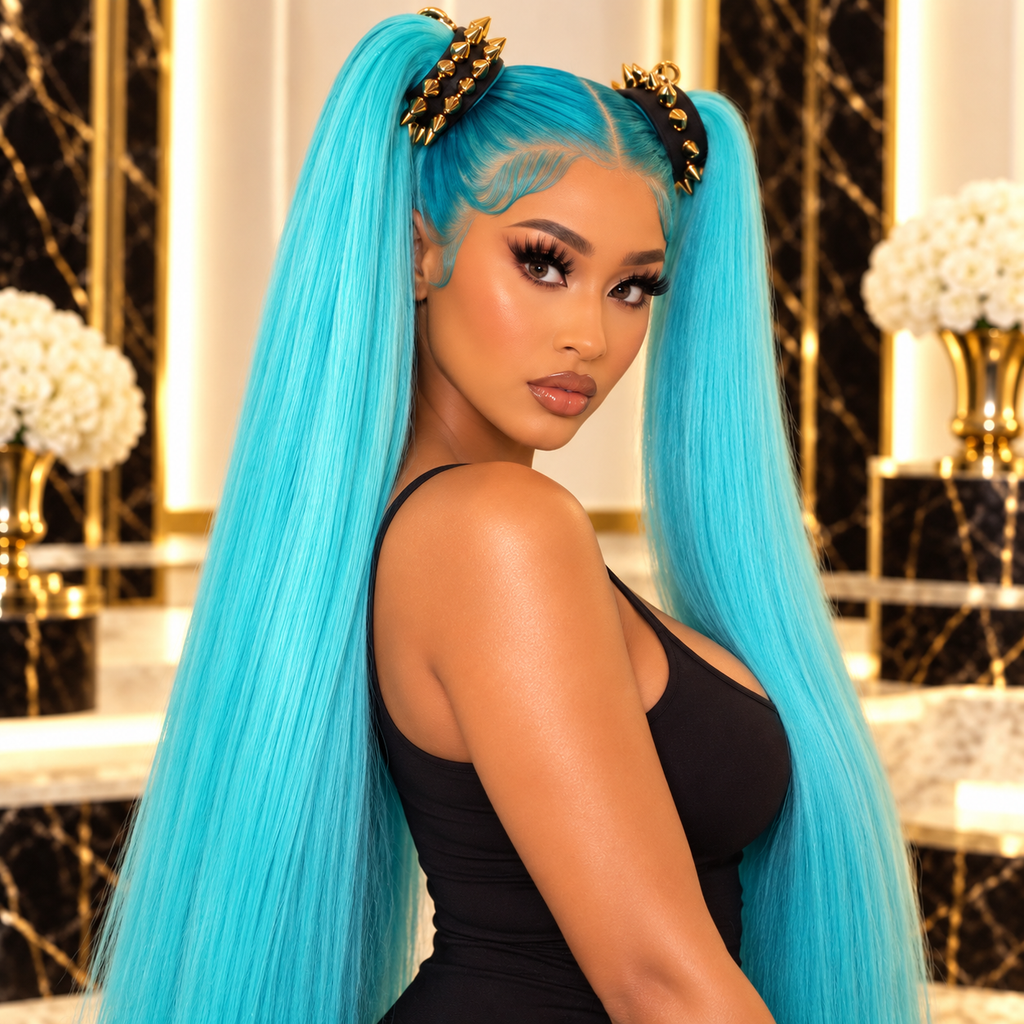 🩵🔥 TURQUOISE HAIR, BIG ENERGY, ROYALTY BEAUTY! (HD Lace PrePlucked )👑💎