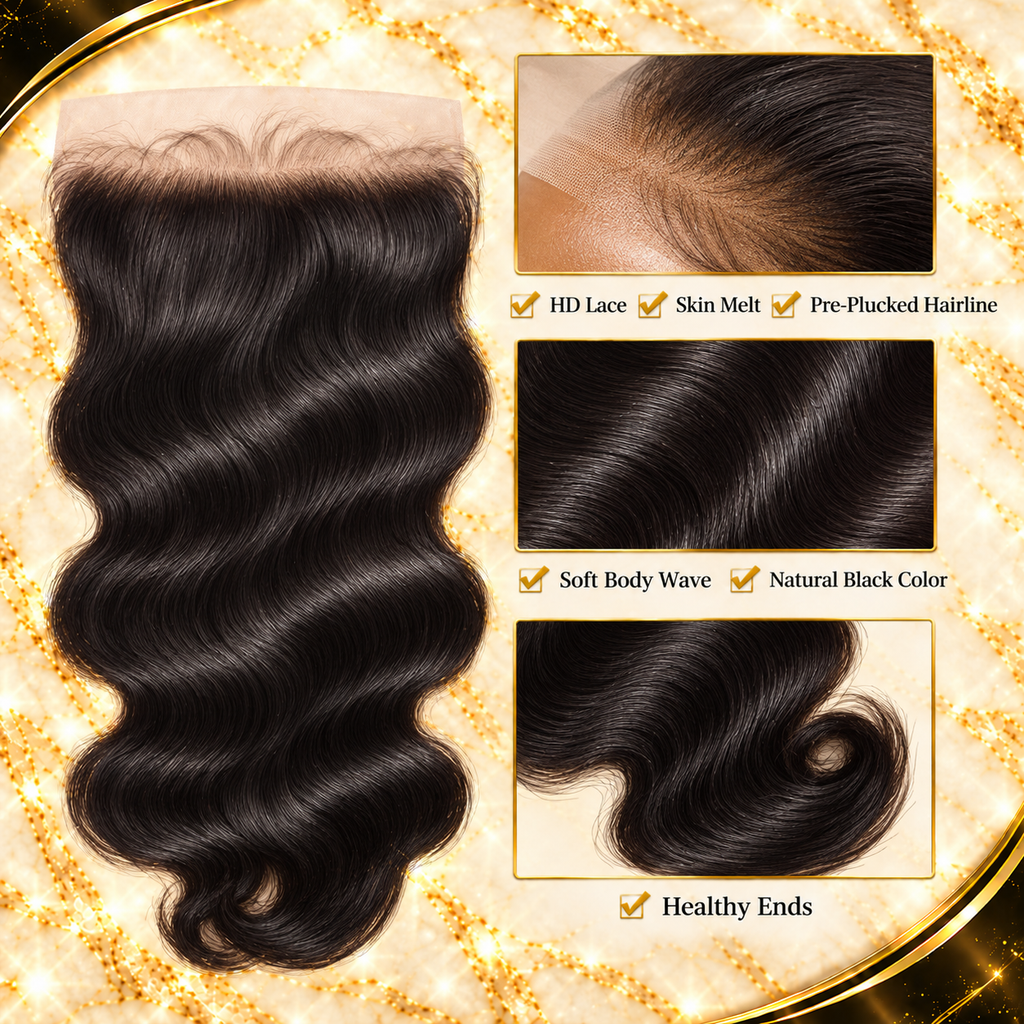 13×4 HD Lace Frontal Body Wave Straight Hair Skin Melt 100% HD Lace